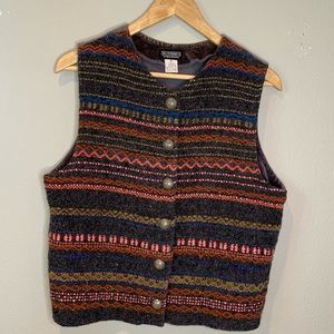 Vtg The J. Peterman Company Corduroy Striped Boho Hippie Southwestern Vest
